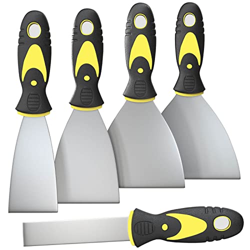 Rerdeim 5Pcs Putty  Set 1 2 3 4 5 Scraper Spackle  Paint Scraper Scraper Tool No Rusting Perfect For Repairing Drywall Removing Wallpaper Mud Plaster Scraping
