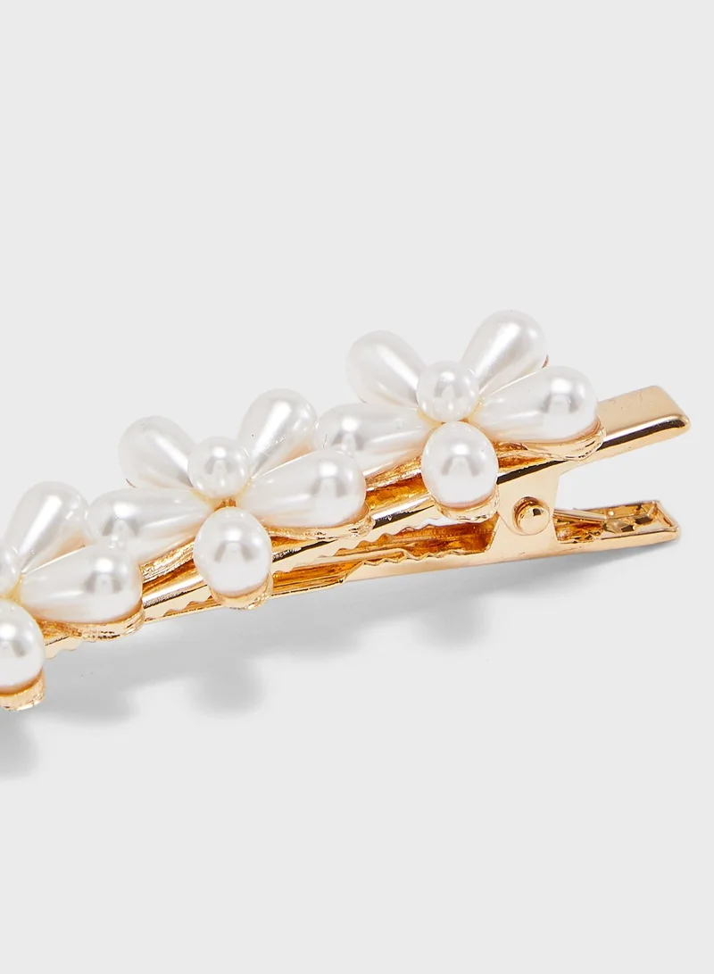 ELLA Pearl Detail Floral Hair Slide