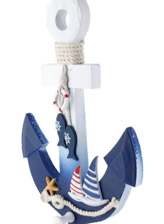 klarako Wall Hanging Ornament Wooden Nautical Anchor Shape Nautical Decoration 28x20cm - Image 2