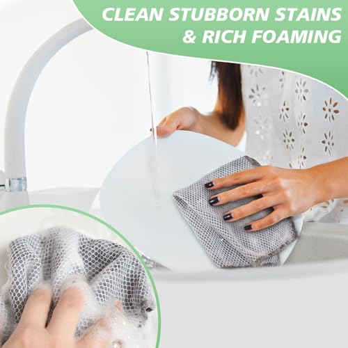 SINLAND Microfiber Dish Cloths Dish Rags for Washing Dishes Best Kitchen Washcloth Cleaning Cloths with Poly Scour Side 12Inchx12Inch 10Pack Grey - Image 5