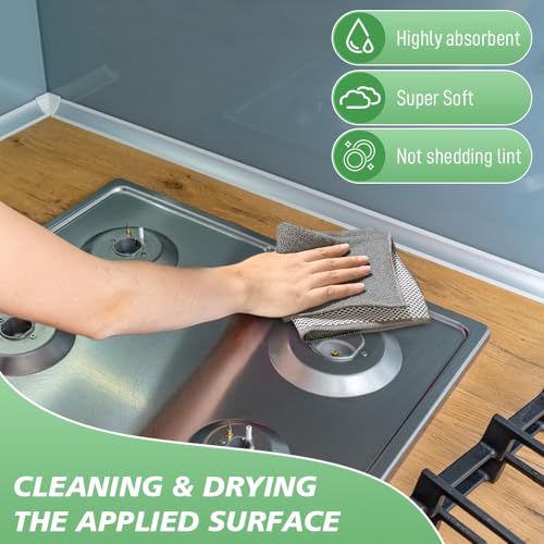 SINLAND Microfiber Dish Cloths Dish Rags for Washing Dishes Best Kitchen Washcloth Cleaning Cloths with Poly Scour Side 12Inchx12Inch 10Pack Grey - Image 4