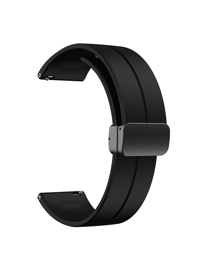 DUSALA Silicone Watch Band For CMF by Nothing Watch Pro/Watch Pro 2 Watchband Bracelet,Magnetic Folding Buckle Soft Silicone Replacement Straps for Men Women - Black - Image 1