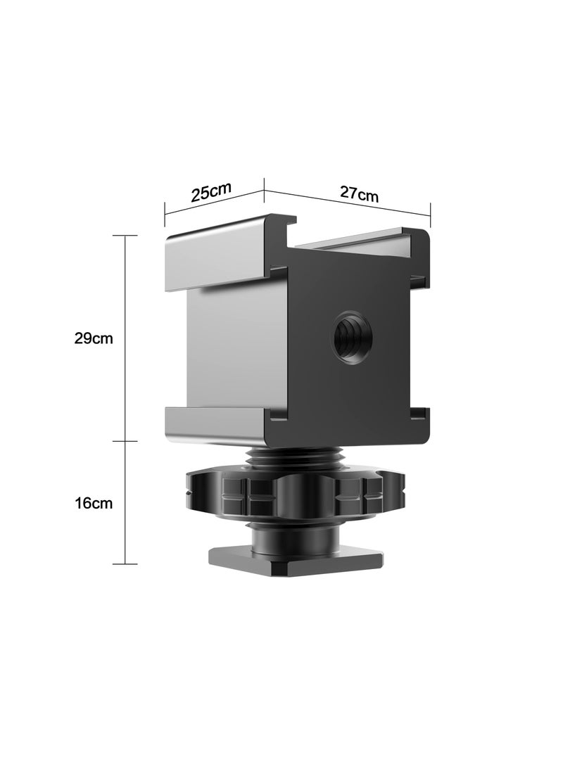 Excefore - Camera Cold Shoe Mount Adapter, Aluminium Alloy Triple Hot Shoe Extension Bracket Holder for GoPro DSLR Cameras Flash Light, Monitor, Microphone - Image 1