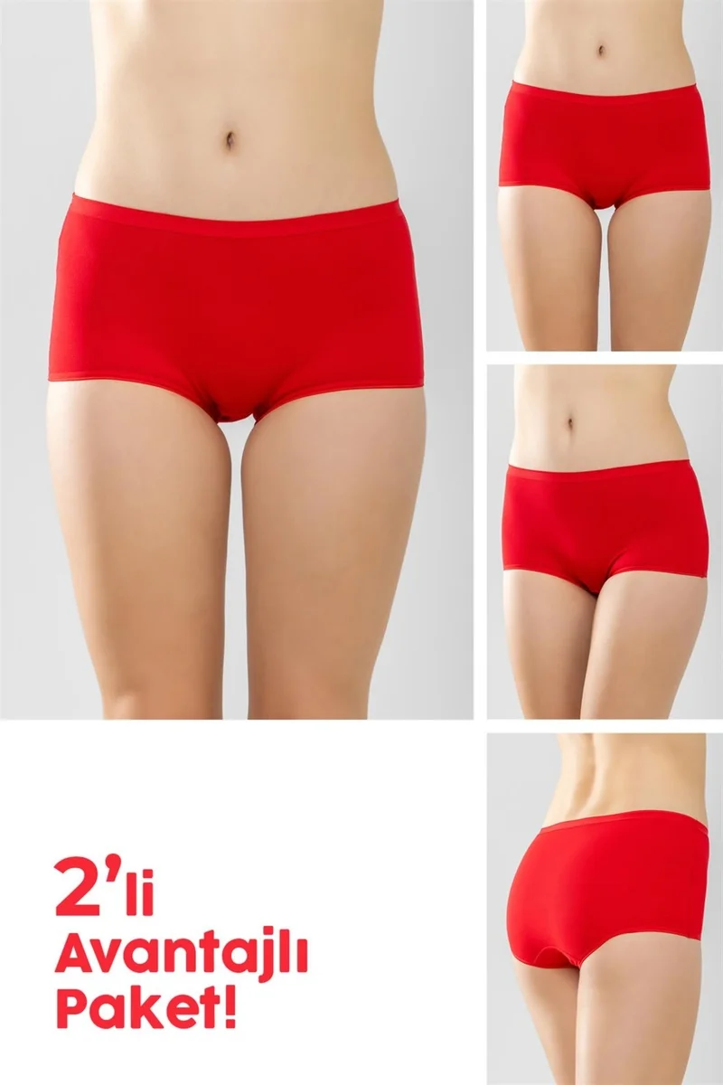 Baykar Cotton High Waist Bato Basic Panties 2 Pack Red