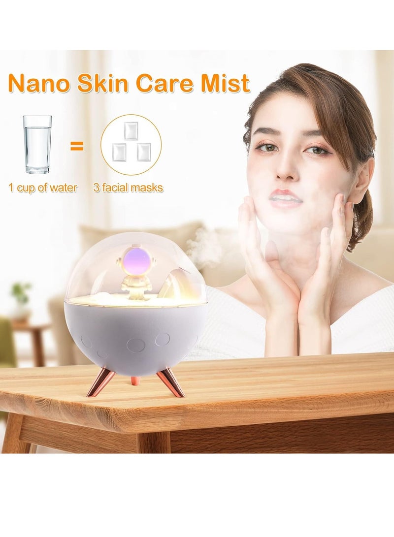 Excefore Astronaut Humidifier for Bedroom | Auto-off 350ml USB Mini Air Humidifier with 3 Colors Light | Small Desk Humidifier for Kids (White) - Image 2