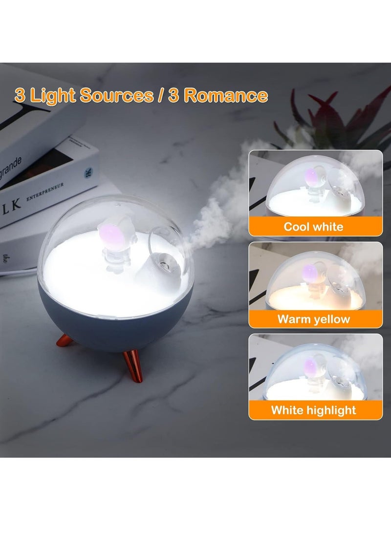 Excefore Astronaut Humidifier for Bedroom | Auto-off 350ml USB Mini Air Humidifier with 3 Colors Light | Small Desk Humidifier for Kids (White) - Image 4