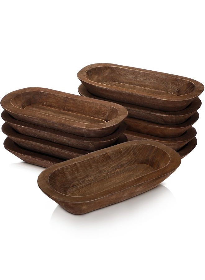 Nuogo 10 Pack Wooden Dough Bowls Bulk Rustic Dough Bowls Hand Carved Wood Bowl Dining Room Paulownia Bowls for DIY Home Crafts Making Farmhouse Fruits Supplies Decoration - Image 1