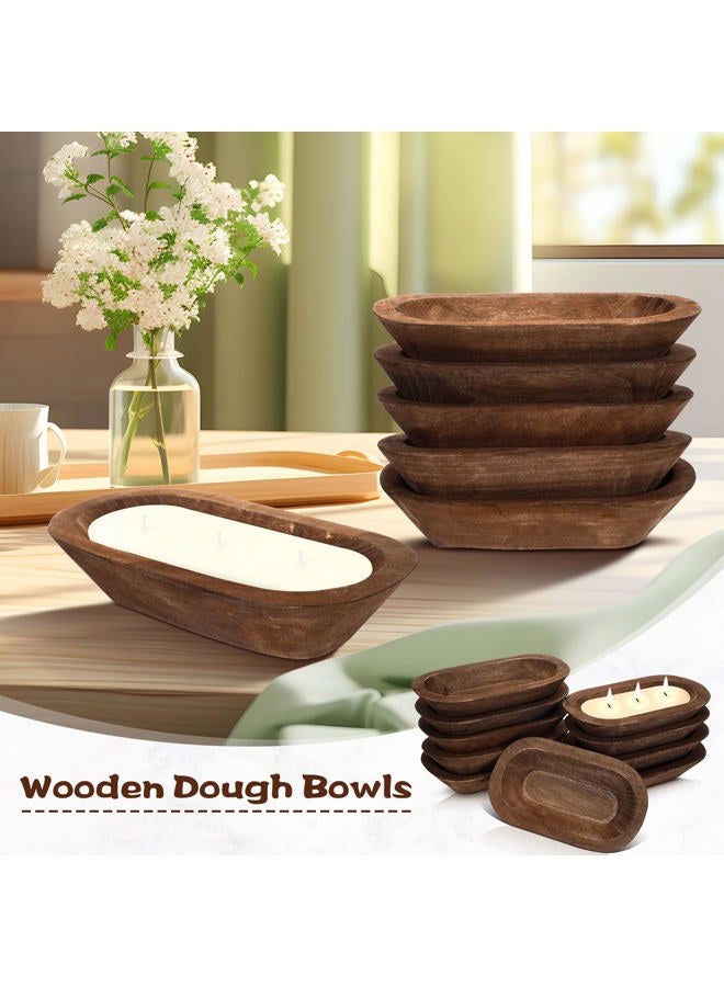 Nuogo 10 Pack Wooden Dough Bowls Bulk Rustic Dough Bowls Hand Carved Wood Bowl Dining Room Paulownia Bowls for DIY Home Crafts Making Farmhouse Fruits Supplies Decoration - Image 5