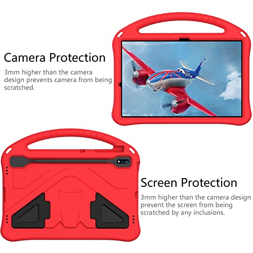 Dteck Case for Samsung Galaxy Tab S10+/S9+/S7 FE/Galaxy Tab S8+, Kids Friendly Lightweight EVA Shockproof Handle Stand Protective Case, Red - Image 5