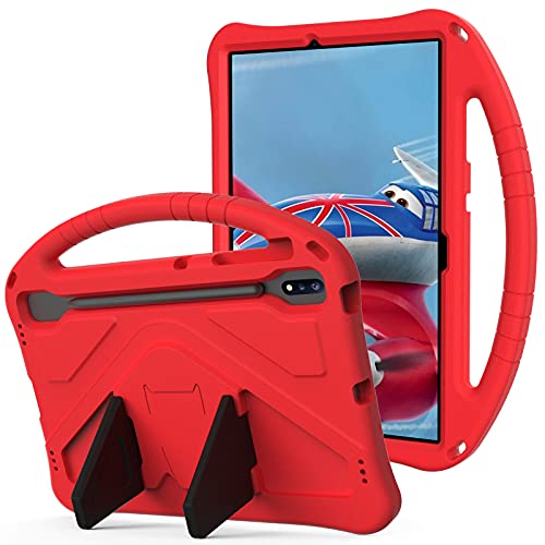 Dteck Case for Samsung Galaxy Tab S10+/S9+/S7 FE/Galaxy Tab S8+, Kids Friendly Lightweight EVA Shockproof Handle Stand Protective Case, Red - Image 2