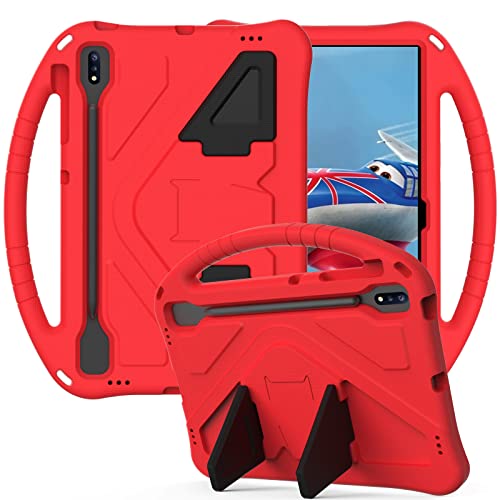 Dteck Case for Samsung Galaxy Tab S10+/S9+/S7 FE/Galaxy Tab S8+, Kids Friendly Lightweight EVA Shockproof Handle Stand Protective Case, Red - Image 1