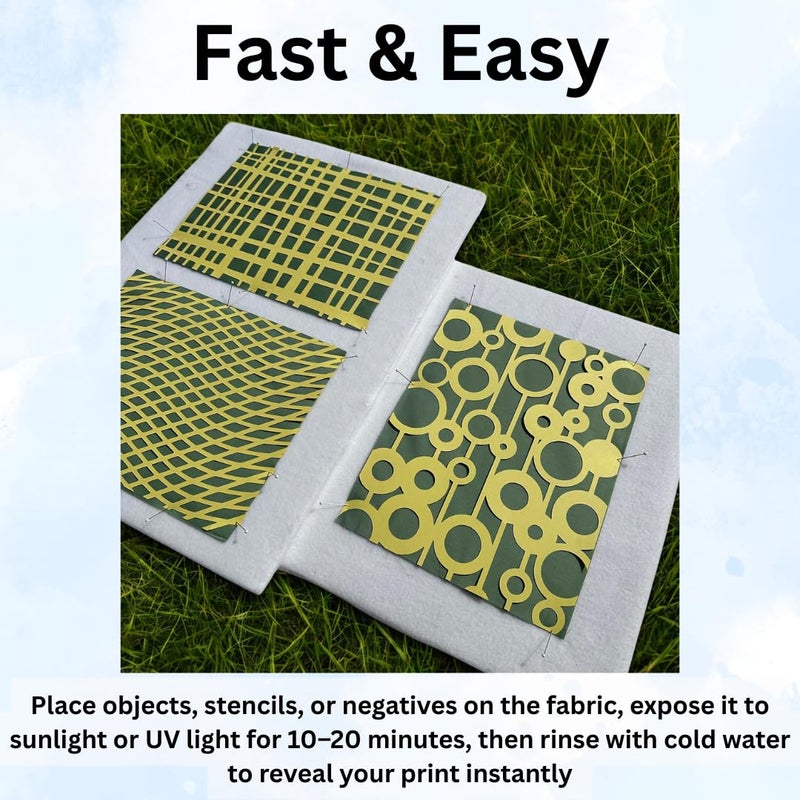 Jacquard Cyanotype Fabric Sheets, Pre-Sensitized Cotton Sateen for Easy Sun Printing, Professional-Quality Fabric Sheets, Just Expose & Rinse, Create Stunning Cyanotype Prints with UV Light, 10-Pack - Image 4
