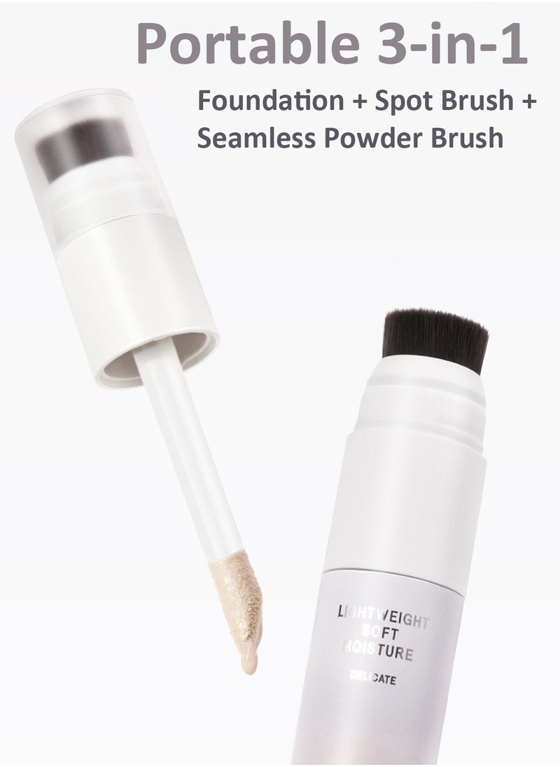 Novo High Coverage Liquid Foundation with Double-ended Brush, Long-lasting and Lightweight, Brightening and Moisturizing Concealer for Women, 8g  - Image 3