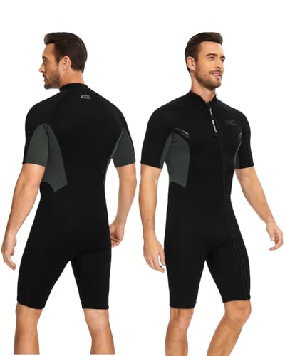 Seaskin Shorty Wetsuits for Mens 2mm Front Zip Diving Suits - Image 1