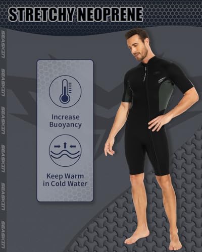 Seaskin Shorty Wetsuits for Mens 2mm Front Zip Diving Suits - Image 3