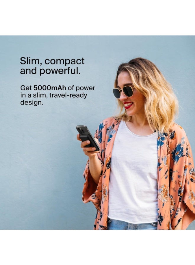 belkin 5000 mAh BoostCharge Magnetic Power Bank Wireless, Magsafe Power Bank, Battery Pack With 7.5W Magsafe Power Bank, 10W Input And Kickstand, Power Bank For Iphone 16, 15, 14, 13, 12 Series - Black - Image 3