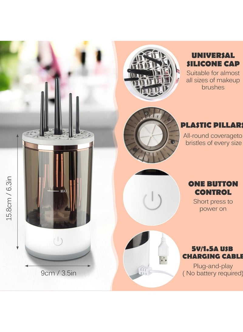 Raxoom Electric Makeup Brush Cleaner, Makeup Brush Cleaner Machine with Brush Clean Mat, Automatic Cosmetic Brush Cleaner Makeup Brush Tools for All Size Beauty Makeup Brushes Set - Image 3