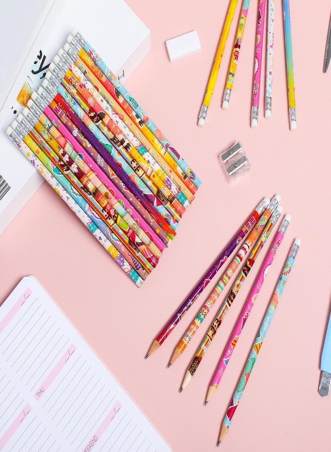 GOMANCHE 48 Pcs Happy Birthday Pencils for Students, Bulk Colorful Pencils with Top Erasers for Kids, Wood Writing Instruments for Teachers Classrooms Reward Birthday Party Supplies, 12 Assort Style - Image 5