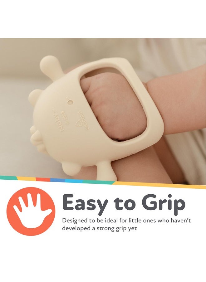 Nuby - Nuby Silicone Wrist Teething Mitten - Baby Teether Ring - 3+ Months - Provides Teething Relief for Babies and Toddlers - Brown Monkey - Image 1