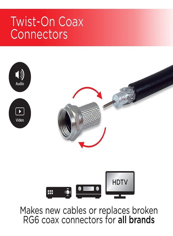 الترا برو موصلات UltraPro RG6 F-Type المحورية القابلة للفك، عبوة من 4 قطع، لاستبدال الموصلات أو تجميع الكابلات المخصصة، لا حاجة لأدوات، 52181 - Image 2