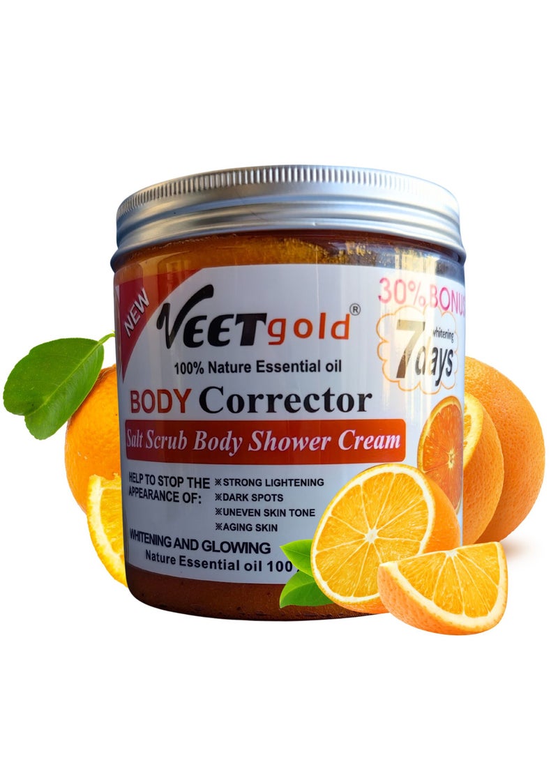 D Beauty - Vitamin C Salt Scrub Shower Cream 500g, Extra Whitening & Glowing Body Exfoliator for Face & Body, Natural Moisturizing & Skin Repair, Reduces Dark Spots, Pigmentation, Anti Aging Deep Nourishing Skin - Image 1