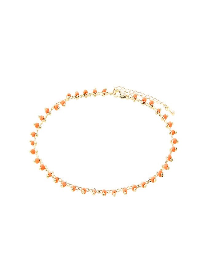 NTLX Ankle Bracelet for Women - Anklets for Women - Bohemian Boho Summer Beach Vacation Wear - Gold Plated Chain & Colorful Seed Bead Drop Design - Gift Box Included (Hyacinth Orange) - Image 1