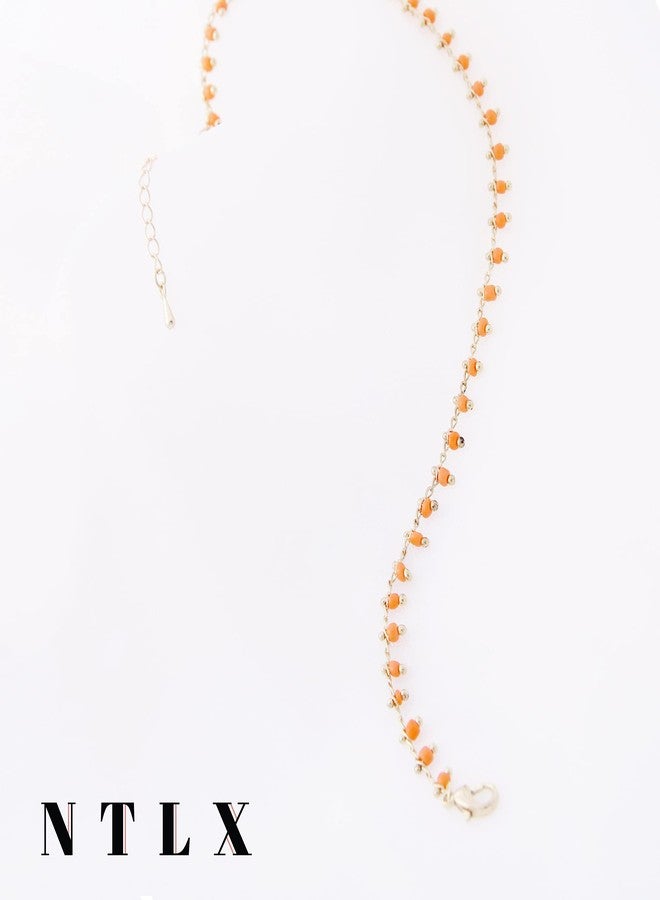 NTLX Ankle Bracelet for Women - Anklets for Women - Bohemian Boho Summer Beach Vacation Wear - Gold Plated Chain & Colorful Seed Bead Drop Design - Gift Box Included (Hyacinth Orange) - Image 4