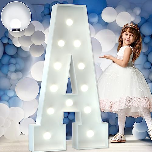 imprsv Marquee Letters 4 Feet Tall Large Light Up Letters Baby Shower Decorations Wedding Engagement Proposal White Party Decorations Marry Me Sign Big Cardboard Backdrop A - Image 1