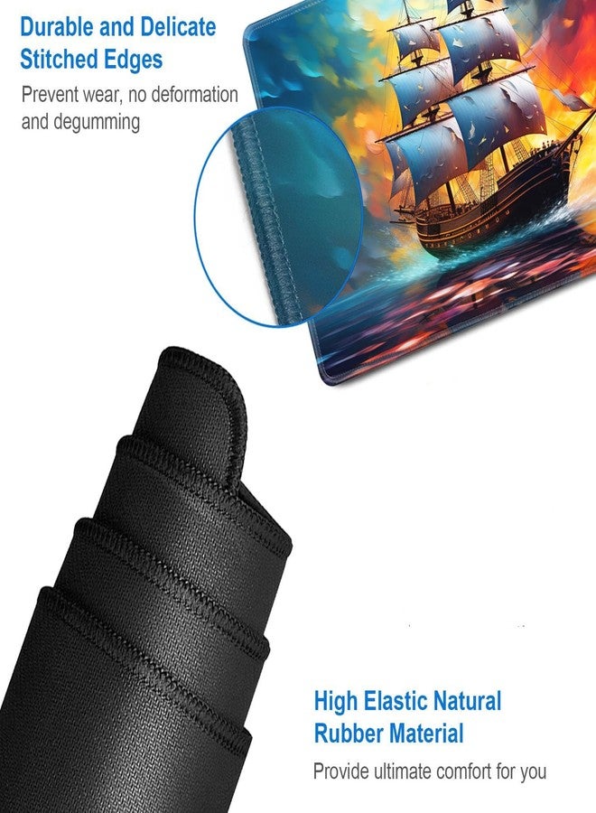 JVGFYNKL MTG Playmat + Drawstring Travel Pouch + 6 Dice Counter, for Tabletop Trading Card Game Playmats or Large Mouse Pad, Anti-Slip Rubber 24 x 14 in, Watercolor Pirate Ship TCG Playmat - Image 4