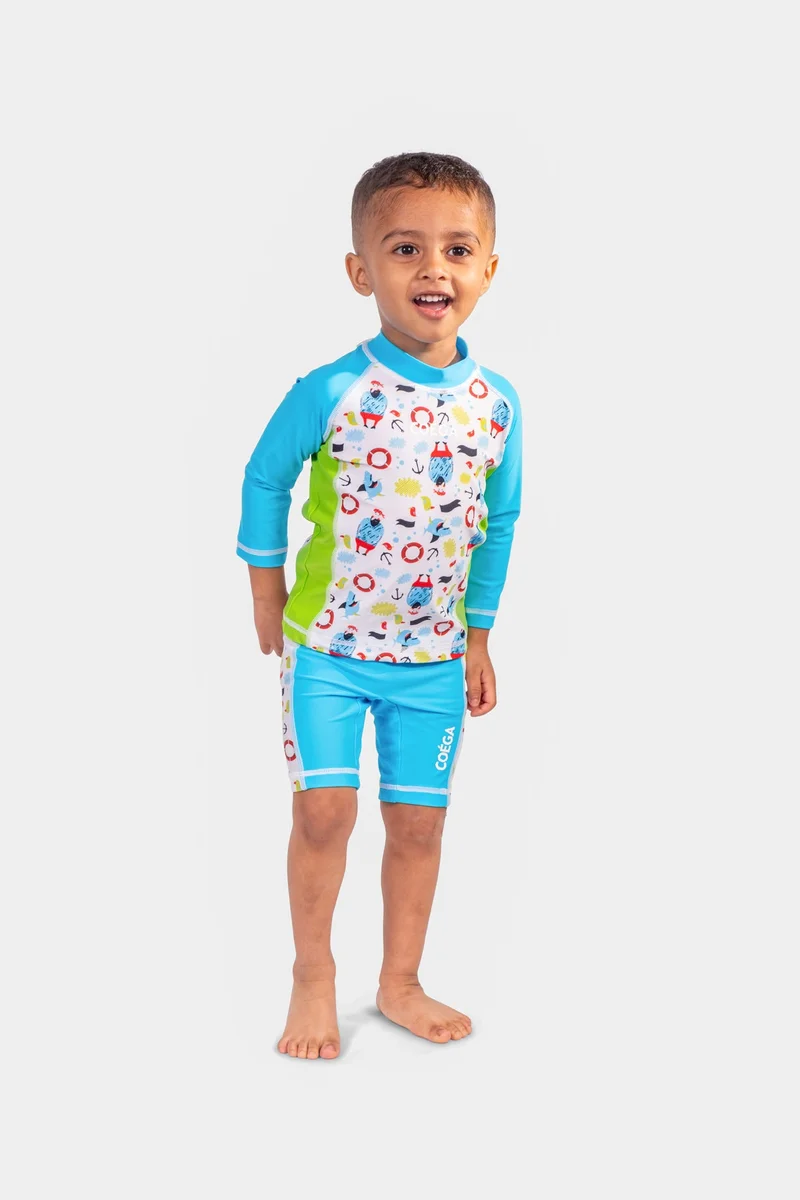 COEGA Two piece Suit with Zip-Long Sleeve Baby Boys Sz12M - Blue Pirate