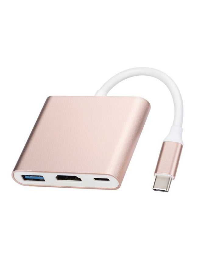 محول من النوع C إلى HDMI، موزع USB 3.0 ثلاثي الوظائف مع شحن PD، محول فيديو بدقة 4K لأجهزة الكمبيوتر المحمولة والهواتف - التوصيل والتشغيل - Image 1