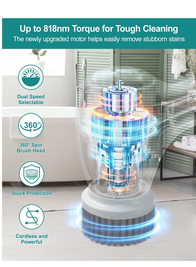 SYOSI Electric Spin Scrubber, Power Cleaning Brush with Auto Detergent Dispenser and 5 Replaceable Brush Heads Portable Handheld Scrubber for Bathroom, Kitchen, Wall, Oven, Dish, Tile, Tub, Floor - Image 4