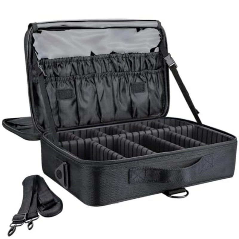 Large Makeup Bag with Handle and Shoulder Strap, 40×28×14cm, Oxford Cloth Waterproof and Durable Cosmetic Bag for Vanity Use, Women, Make-Up Artist and Travel - Image 1