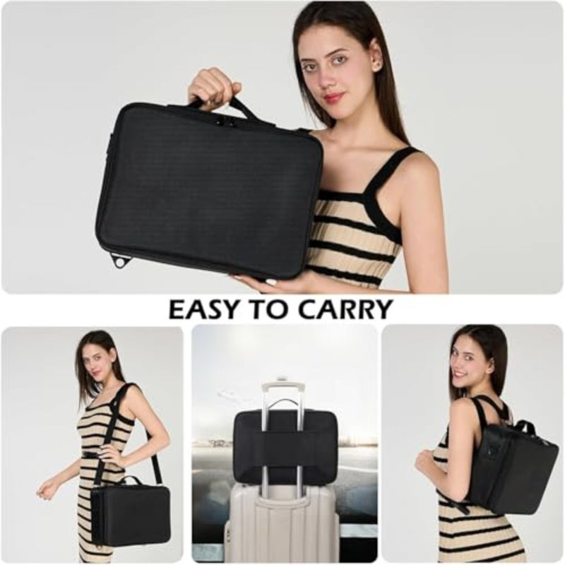 Large Makeup Bag with Handle and Shoulder Strap, 40×28×14cm, Oxford Cloth Waterproof and Durable Cosmetic Bag for Vanity Use, Women, Make-Up Artist and Travel - Image 4