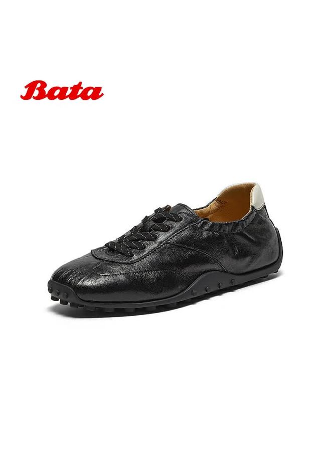 Bata Premium Sheepskin Ballet Training Women's Spring New Soft Sole Casual Sports Shoes Black-36 - Image 1