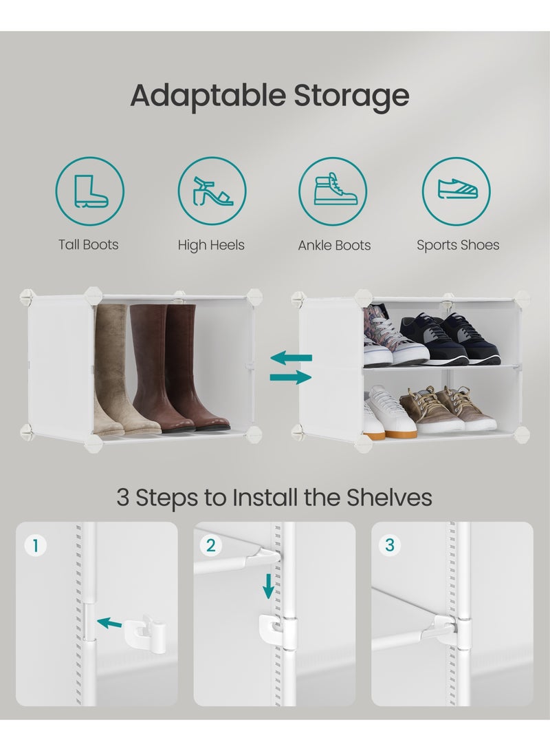 سونمجز منظّم أحذية SONGMICS، خزانة تخزين أحذية بـ8 طوابق للخزانة والمدخل، يتسع لـ32 زوجًا من الأحذية، قابل للتعديل، أبيض - 83 × 32 × 125 سم - Image 4