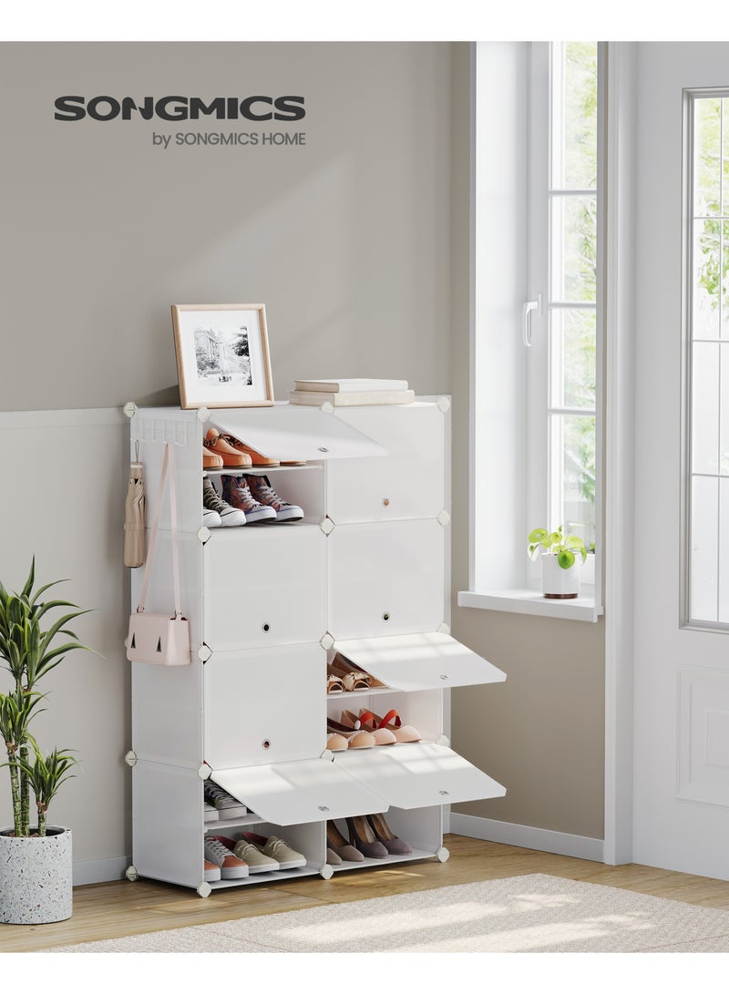 سونمجز منظّم أحذية SONGMICS، خزانة تخزين أحذية بـ8 طوابق للخزانة والمدخل، يتسع لـ32 زوجًا من الأحذية، قابل للتعديل، أبيض - 83 × 32 × 125 سم - Image 1