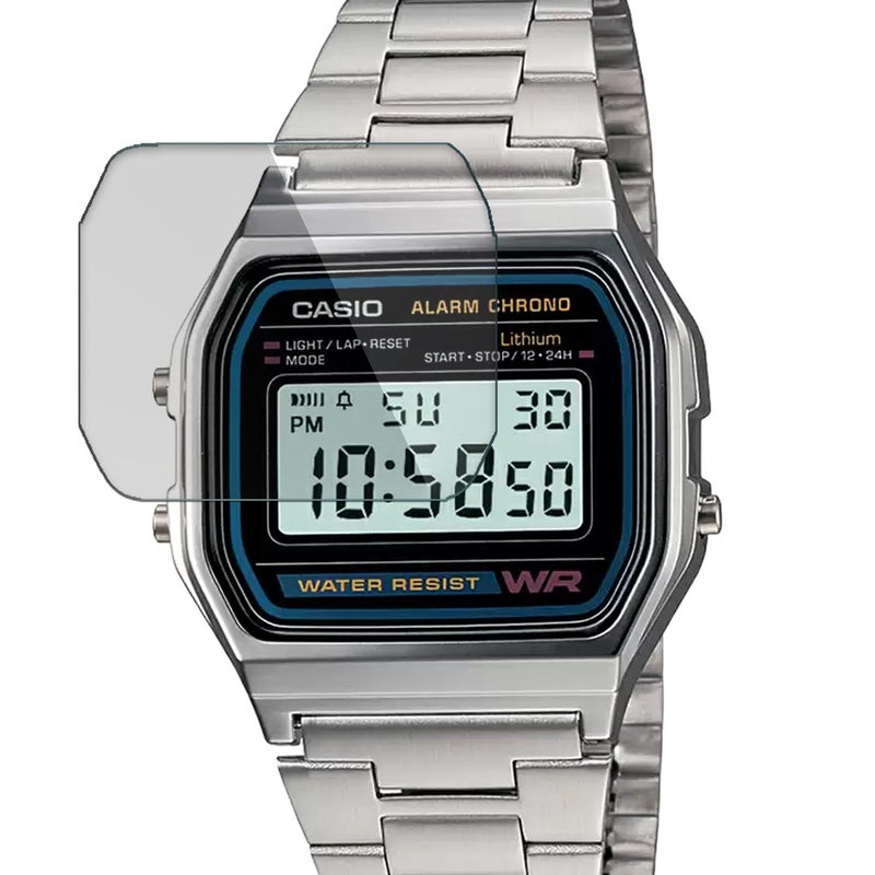FCS smartwatch screen guard for Casio Vintage Watch-A-158WA-1Q | Pack of 3 | Edge to Edge Coverage | Ultrathin 0.125mm 9H anti shock flexible Watch screen protector TPU membrane (CASIO-A158WA-1DF-X) - Image 1