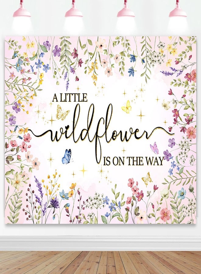 Mocsicka Wildflower Baby Shower Backdrop A Little Wildflower is On The Way Girl Baby Shower Decorations She is a Wildflower Photoshoot Background Banner (7x5ft) - Image 1