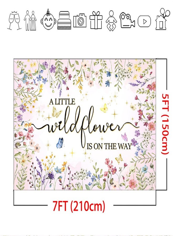 Mocsicka Wildflower Baby Shower Backdrop A Little Wildflower is On The Way Girl Baby Shower Decorations She is a Wildflower Photoshoot Background Banner (7x5ft) - Image 5
