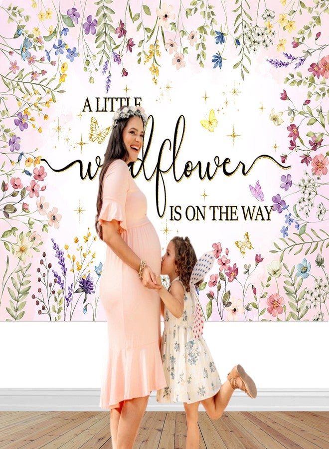 Mocsicka Wildflower Baby Shower Backdrop A Little Wildflower is On The Way Girl Baby Shower Decorations She is a Wildflower Photoshoot Background Banner (7x5ft) - Image 2
