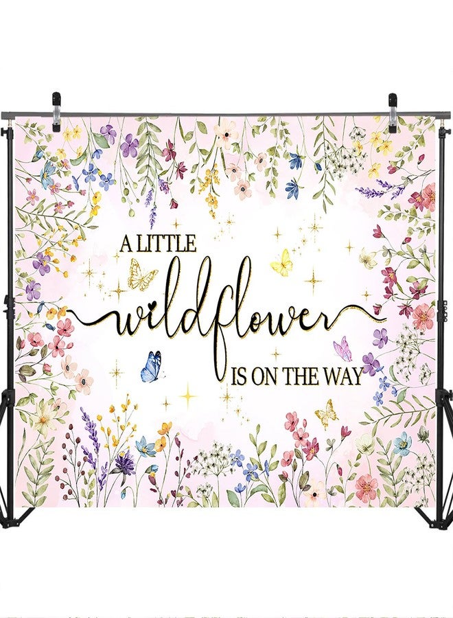 Mocsicka Wildflower Baby Shower Backdrop A Little Wildflower is On The Way Girl Baby Shower Decorations She is a Wildflower Photoshoot Background Banner (7x5ft) - Image 4