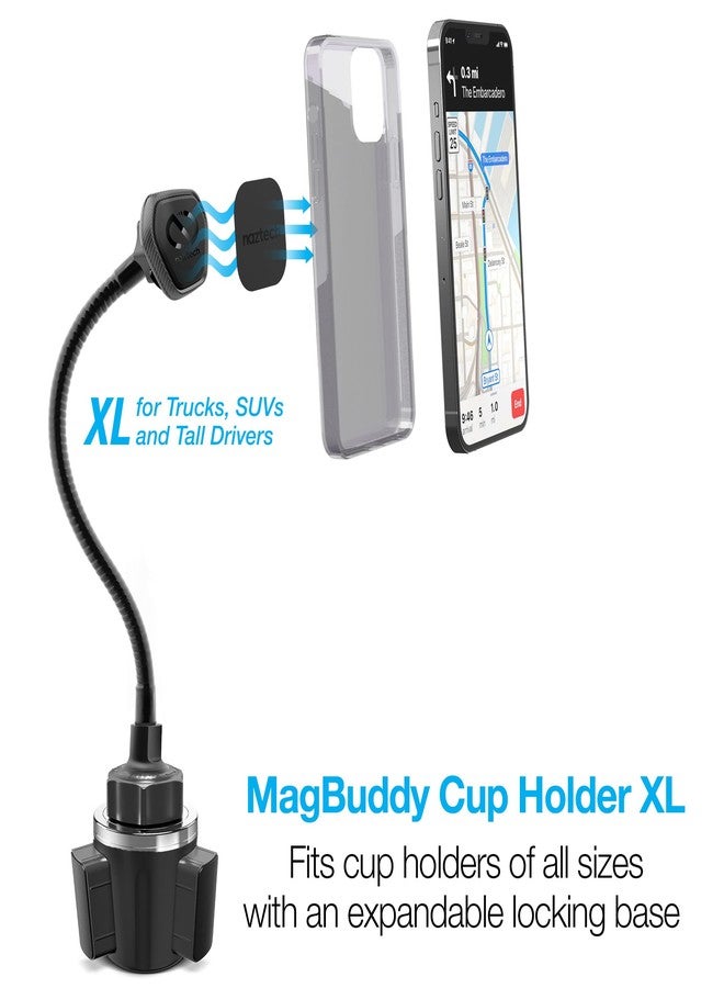 Naztech MagBuddy Elite XL Cup Cell Phone Holder for Car - Black Gooseneck Magnetic Stand Cup Phone Holders for Your Car Cellphone Holder Mount for Truck, Auto Seat Cupholder Mount for iPhone, Android - Image 2
