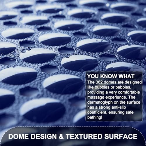 TEESHLY Bath Tub and Shower Mats, Non Slip 40 x 16 Inch Extra Large Bathtub Mat, Machine Washable Bathmat with Drain Holes, Suction Cups for Bathroom Floor, Navy Blue - Image 2