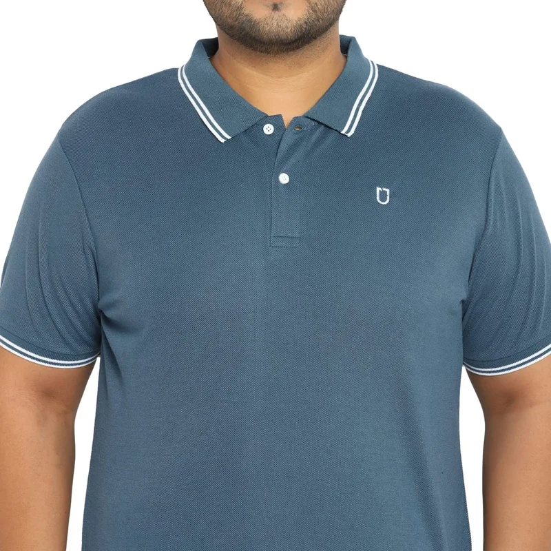 Urbano Fashion  Urbano Plus Men's Dark Grey Solid Regular Fit Half Sleeve Cotton Polo T-Shirt  | Best Price UAE