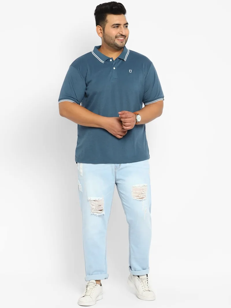 Urbano Fashion  Urbano Plus Men's Dark Grey Solid Regular Fit Half Sleeve Cotton Polo T-Shirt  | Best Price UAE