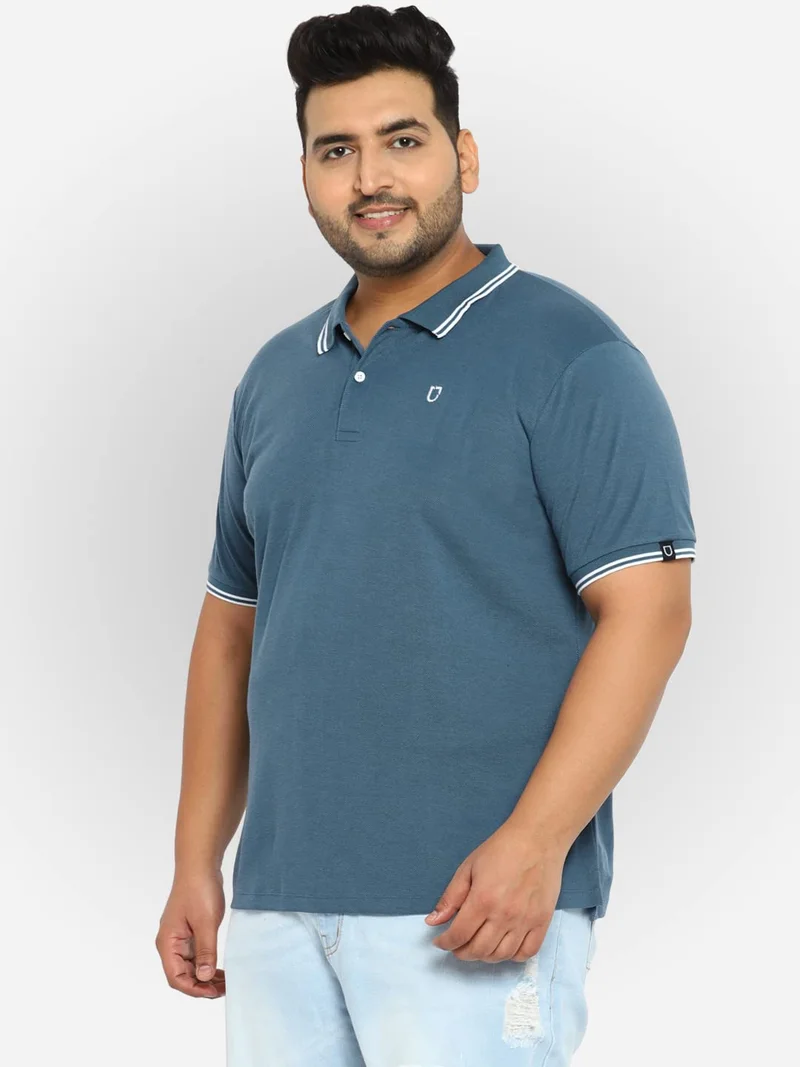 Urbano Fashion  Urbano Plus Men's Dark Grey Solid Regular Fit Half Sleeve Cotton Polo T-Shirt  | Best Price UAE
