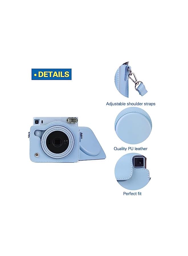 Zaboon SQ1 Case - Protective Case for  Instax Square SQ1 Instant Camera - PU Leather Cover with Adjustable Shoulder Strap - Blue - Image 3