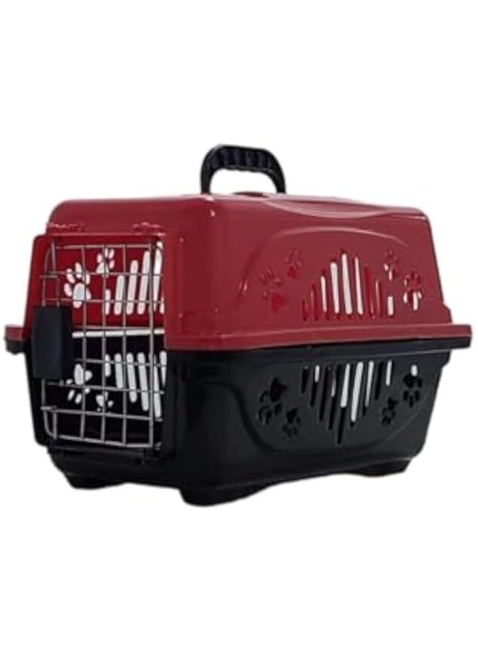 Portable Plastic Crate for Dogs and Cats Ideal for Travel, Training or Temporary Containment (Red)