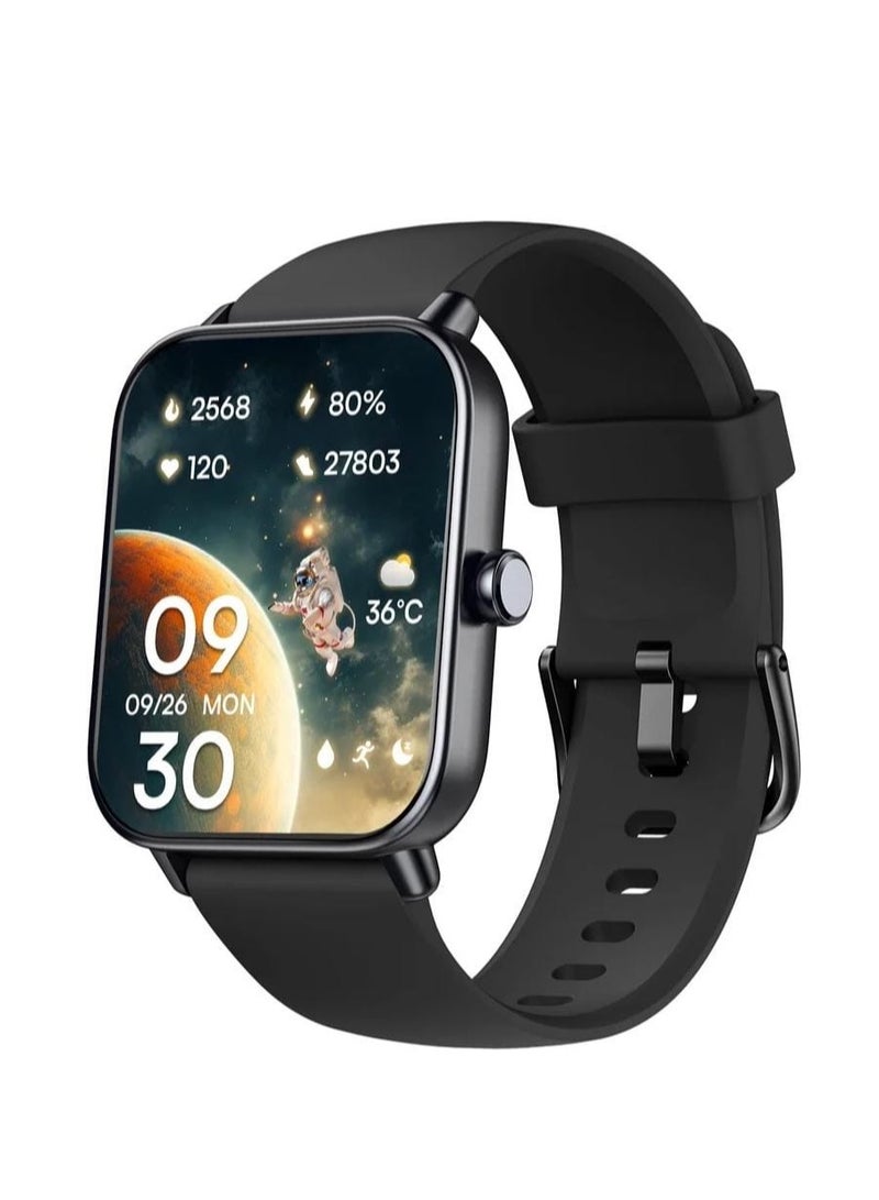 H6 Smart Watch with Full Touch Display, Heart Rate Monitor, Fitness Tracker, Bluetooth Calling – Compatible with Android & iOS (Gold/Beige Strap) - Image 1